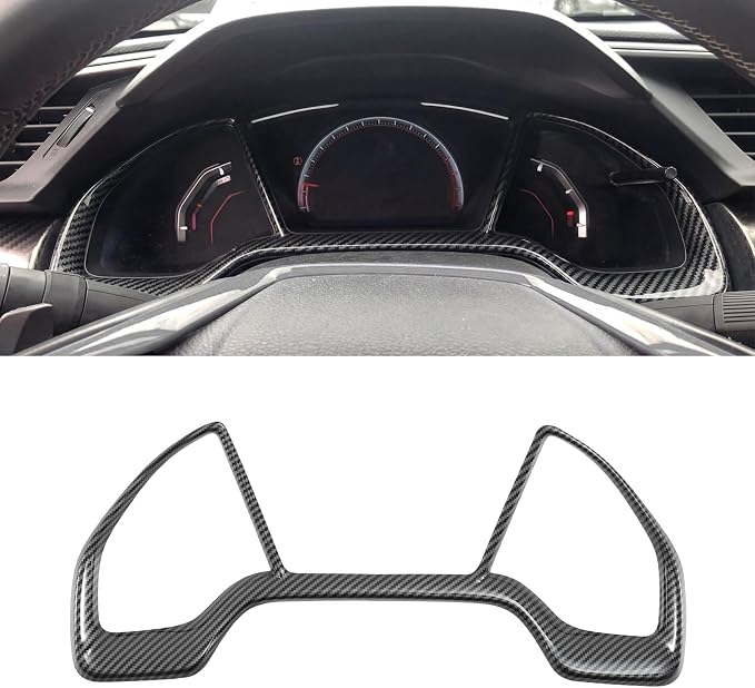 Carbon Fiber Console Center Dashboard Panel Cover Compatible with Honda Civic 10th Gen 2016-2021
