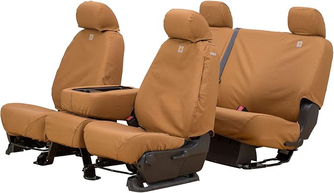 Covercraft Carhartt SeatSaver Custom Seat Covers | Fits 2006-2009 Dodge Ram 2500/3500 | 1st Row Bucket Seats, Duck Weave Brown