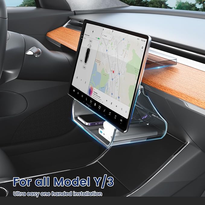 Under Screen Storage Organizer Compatible with Tesla Model Y Juniper 2025 /Model 3 Highland 2024 2025 Center Console Organizer Tray Accessories
