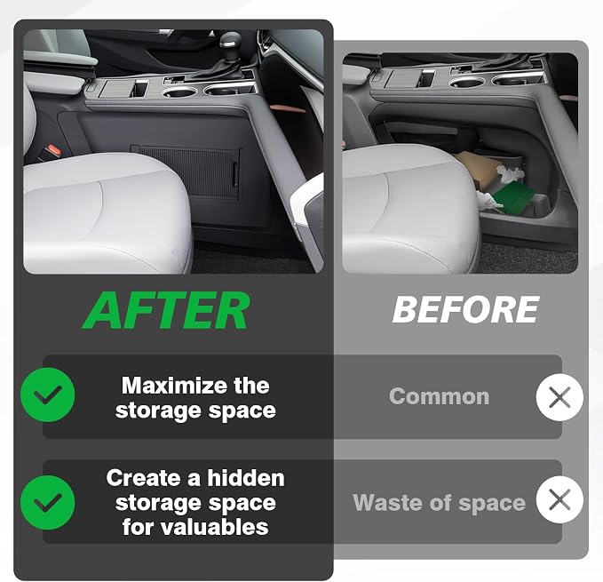 Muslogy Console Organizer Hidden Design Compatible with 2021-2025 2026 Toyota Sienna Sliding Door Hidden Storage Compartment 2PCS, OEM Style Privacy Organizer for 2021+ Sienna Accessories