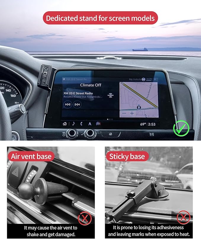Wireless Charging Car Phone Holder for Cadillac CT5 2020-2024 / CT5-V 2023-2024, 10" Screen Fixed Clip, 360° Rotation Car Phone Mount Compatible with MagSafe