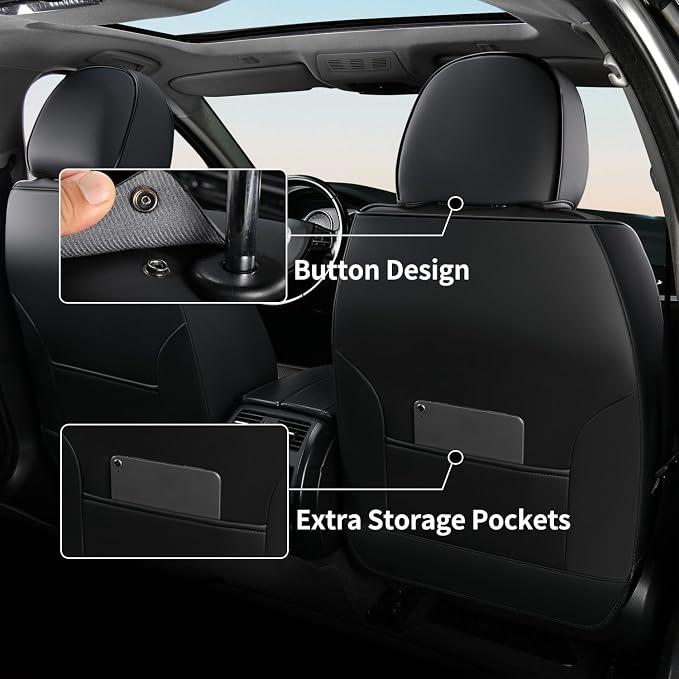 FLORICH Car Seat Covers Full Set, Automotive Seat Covers, Black Car Seat Cover, Waterproof Seat Protectors Universal fit for Car Truck Van SUV - Black