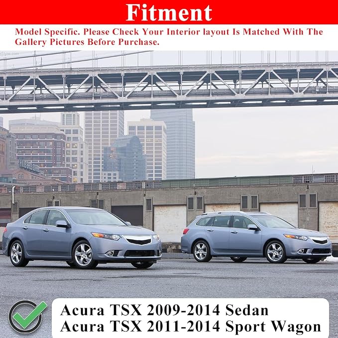 AeroBon TSX Real Carbon Fiber Interior Trim Overlay Compatible with 2009-2014 Acura TSX Sedan and Sport Wagon, 9-Piece Window Switch Panel, Mirror Switch, Seat Memory, Inner Door Handle Trim Cover Set
