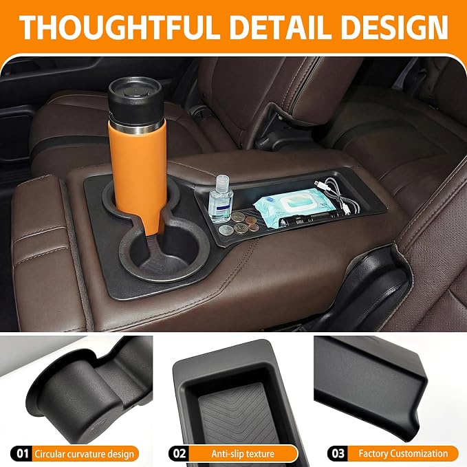 2nd Row Cupholder&Organizer Tray Compatible with 2023-2026 Honda Pilot (Only Fits for 8 Seats) Storage Box Cup Holder for Pilot Accessories