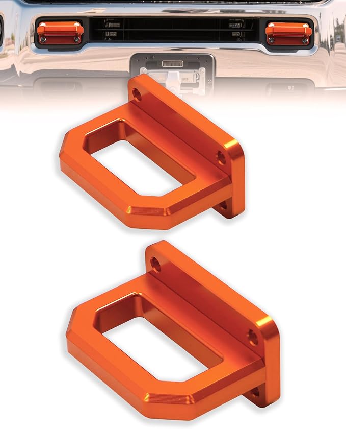 Front Tow Hooks, D-Ring Shackle Compatible with 2003-2018 Ram 2500 3500 2WD & 4WD - Replace OEM 68171791AA, 52020587AB (Orange)