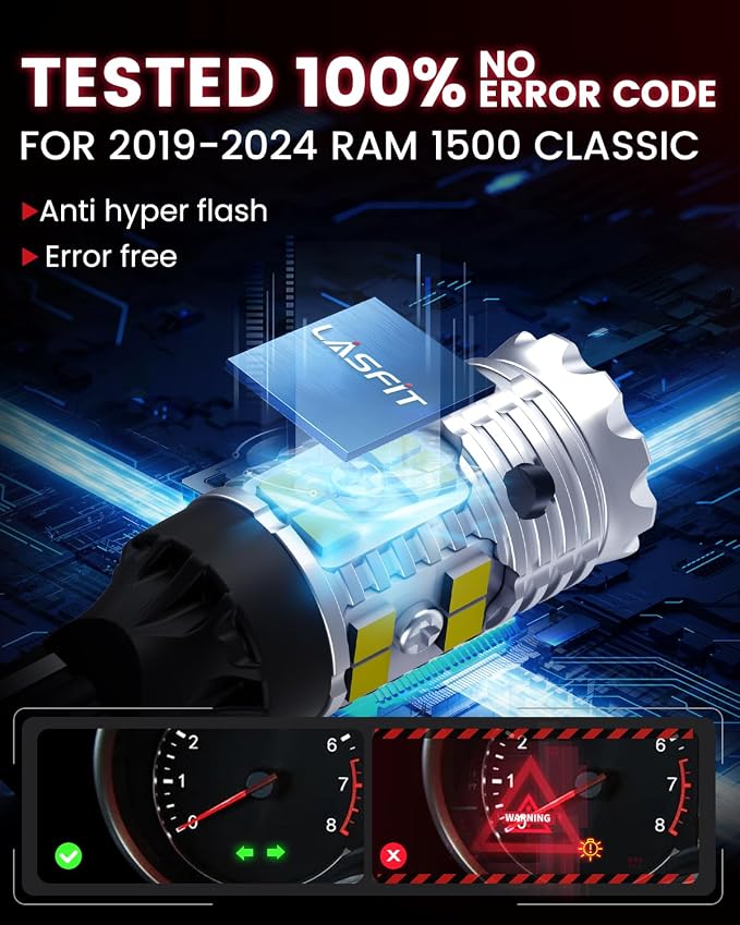 LASFIT for Ram 1500 Classic Cargo Light and Footwell Light 194 168 2825/921 912 W5W LED Bulbs for 2019-2024, Canbus White Combo Kit, 6000K, Non-Polarity, Pack of 4