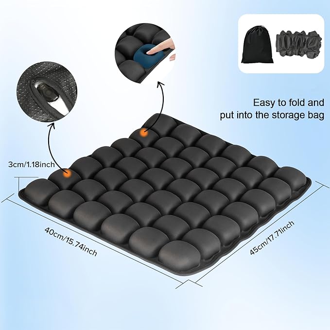 Sondour Travel Seat Cushion, Airplane Cushion Long Flight, Airplane Gadgets Inflatable Seat Cushions, Portable Airline Cushion With Air Pump, Wheelchair Cushions,Pressure Relief Seat Cushion-1 Black