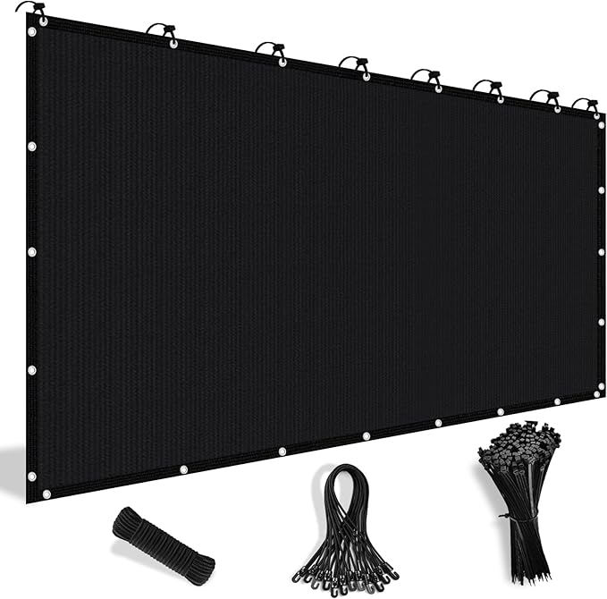 Shade&Beyond 90% Sun Shade Cloth with Grommets, 10' X 10' Pergola Shade Cover Canopy, Mesh Tarp Sun Screens for Patio, Outdoor, Garden, Backyard, Black, GN10