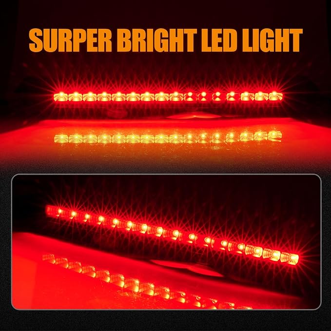 Third 3rd Brake Light LED for 1999-2004 Ford Mustang, High Mount Rear Brake Lights Assembly for 99-04 Mustang, Waterproof Center Cab Lamp Stop Light