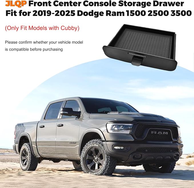 Center Console Cubby Organizer Fit for 2019-2026 Dodge Ram 1500 2500 3500 Insert Drawer Box Accessories Cubby Organizer Box ABS Plastic (3PCS)