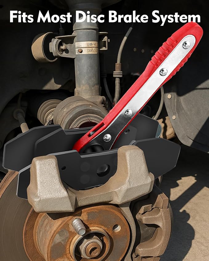 Witaxima Brake Caliper Compression Tool with Extra 2PCS Large Plates 1.57"-2.95" for Disc Brake Pad Spreader,Caliper Piston Compressor Tool with 4 Brake Caliper Hanger Hooks,Car Brake Repair Tool Red