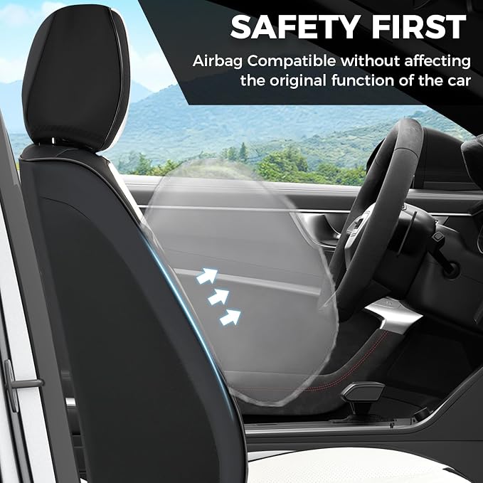 FLORICH Car Seat Covers Full Set, Leather Seat Covers for Cars, Car Seat Protector Waterproof Breathable, Universal Automotive Seat Covers, Front and Rear Car Seat Cover Fit for Most SUV Pick-up Truck