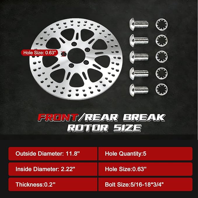 2 * 11.8'' Front Brake Rotors Compatible with Harley Rotor Road Glide,Road King, Electra Glide,Street Glide,Tri Glide,Dyna,Fat Bob,Low Rider s,V-Rod,Polished Finish Stainless