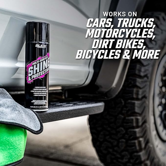 Slick Products Shine & Protectant Spray 17.35 FL OZ. - High Gloss Clear Coating Renew Vinyl, Plastic, Rubber, Trim, Tire, Car, Truck, Motorcycle, Dirt Bike (6-Pack)
