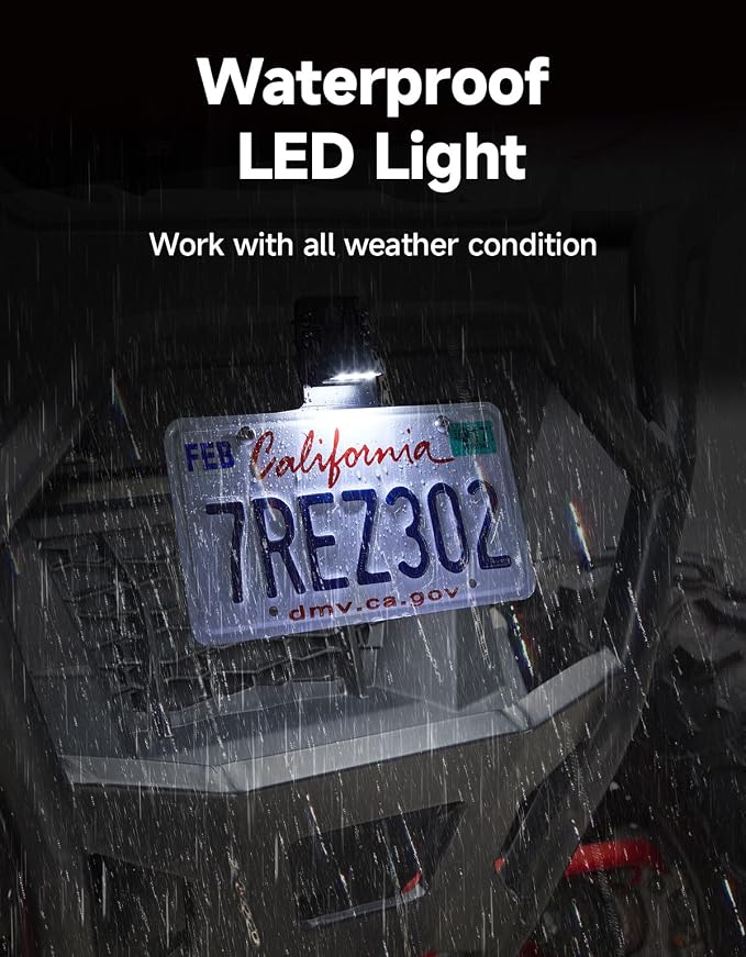 KEMIMOTO 4 Triangle UTV Self Cancel Turn Signal Light Kit with 110D Horn and License Plate Holder with Light, UTV ATV Blinker with Rocker Switch Compatible with Polaris, Can-Am, Teryx, CFMOTO