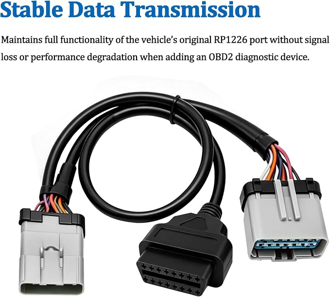 RP1226 14Pin Male to 14Pin Female and OBD2 16Pin Female Y Splitter Adapter Cable for Truck Diagnostics