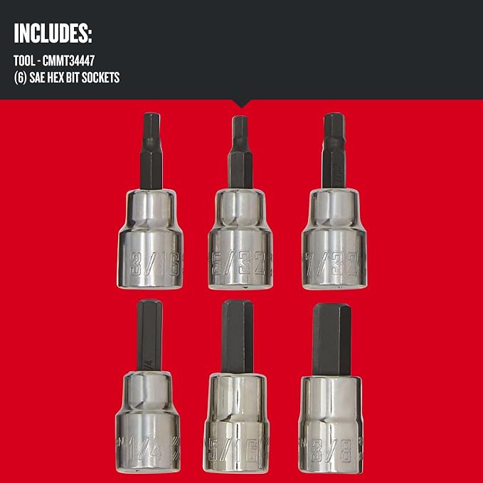 CRAFTSMAN Hex Bit Socket Set, 3/8" Drive, SAE, 6-Piece in (CMMT34447) (Pack of 5)