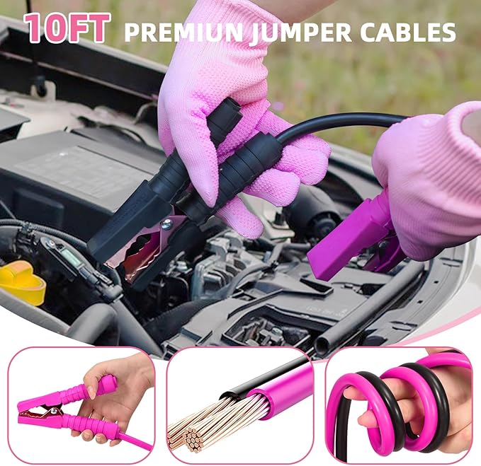 20Pcs Roadside Emergency Car Kit with Jumper Cables, Car Safety Kits, Car Safety Roadside Assistance Kit Headlamp,Tow Strap, Tool Kit, Road Trip Assistance for Men, Women, New Driver Gifts
