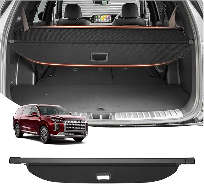 Powerty Retractable Cargo Cover for 2020-2025 Hyundai Palisade, Carbon Fiber Texture Trunk Cover Privacy Screen Rear Security Shade for Palisade Accessories