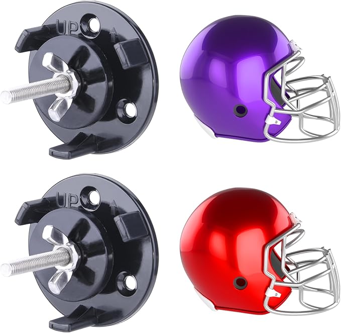 2 Pack Football Helmet Wall Mount Display Holder Hanger for Full or Mini Helmet, Floating Case Shelf Stand, Black