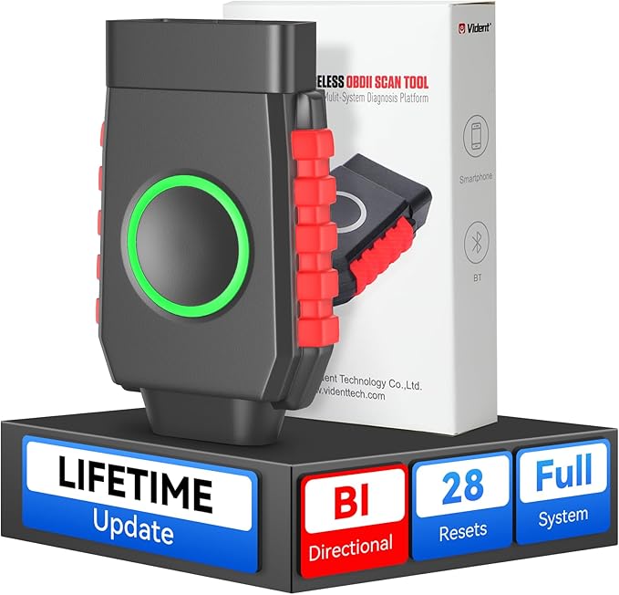 Bidirectional Wireless OBD2 Scanner for iOS & Android, VIDENT iSmartDiag 510 PRO Scan Tool with Lifetime Updates, 28 Resets, All System Diagnostics, Throttle Relearn, ABS Bleeding, EPB, CAN FD for GM