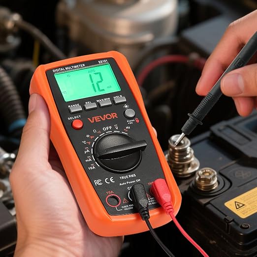 VEVOR Digital Multimeter, 4000-Count TRMS DC/AC Voltmeter Current Tester, Auto-Ranging Multimeter for Current Voltage Resistance Capacitance Temperature Diodes Continuity Duty-Cycle Measurments
