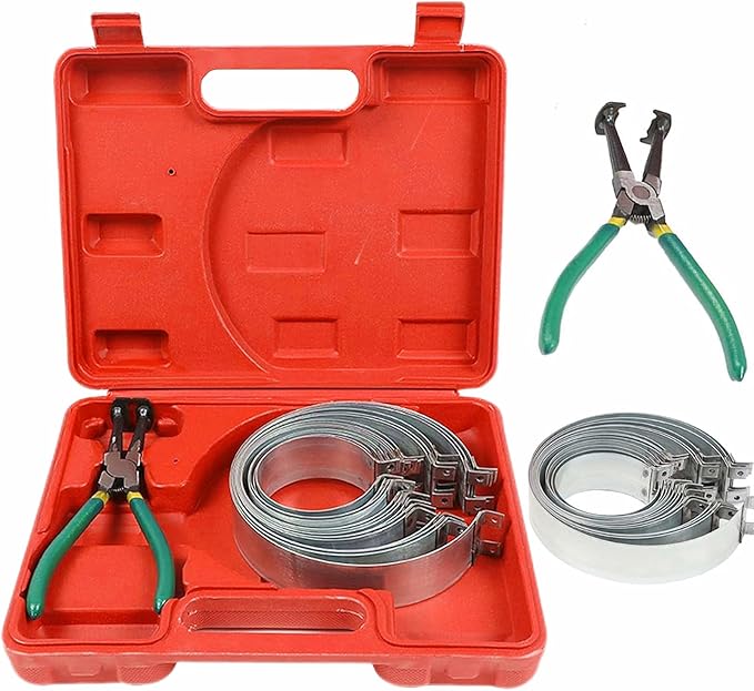 Automotive Engine Piston Ring Compressor Tool Set with Pliers and 14PCS Piston Rings (62-145mm/2.44-5.71in), MOTOCOCHE Piston Compressor Tool for Repairing Car Truck Auto Engine