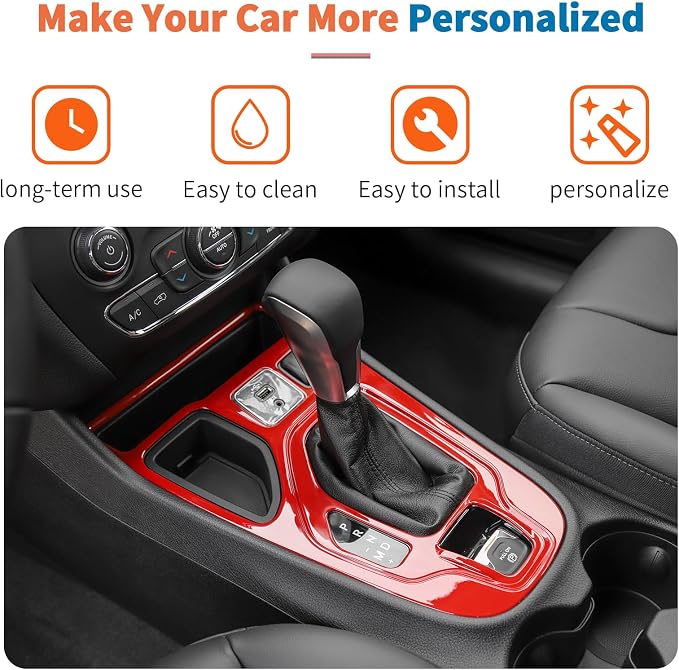 JeCar 2pcs Red Interior Trim Kit for 2019-2022 Jeep Cherokee Interior Accessories