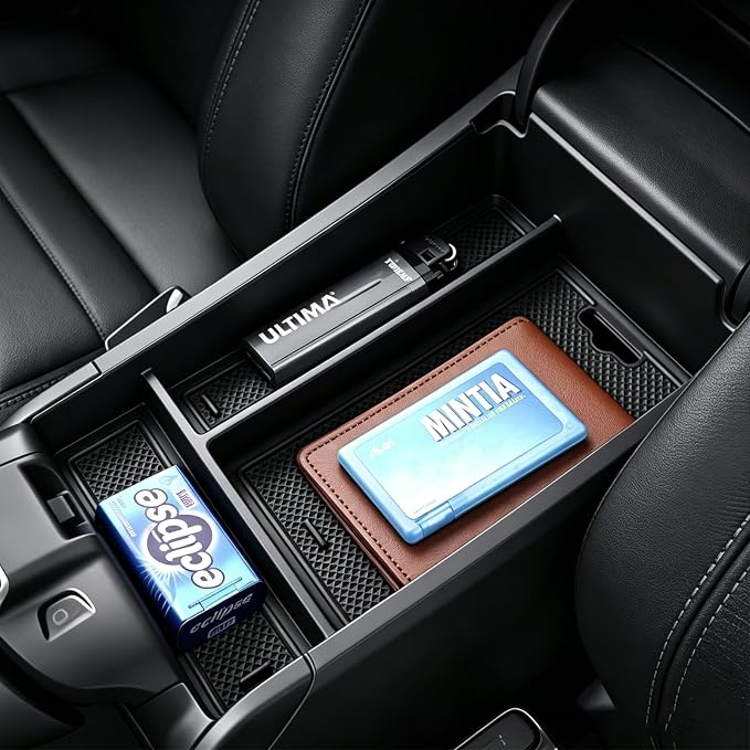 Autorder Center Console Organizer for 2023-2026 Honda HRV Accessories - Armrest Storage Box Secondary Insert Tray with Black&Red Mats
