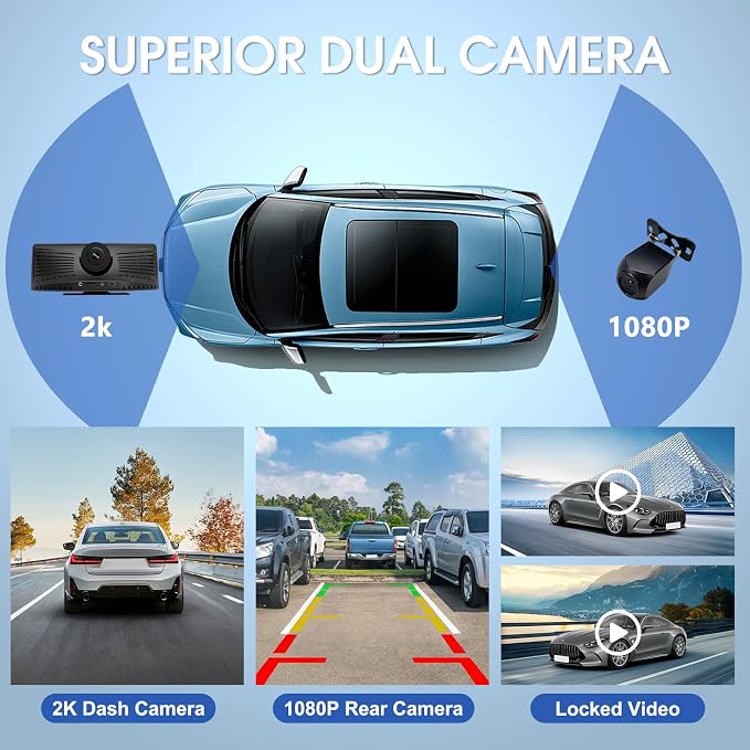 Wireless Portable with Apple CarPlay Screen,8.1" Touch Screen Car Stereo with 2K Dash Cam/Car Play & Android Auto,1080P Backup Camera,GPS Navigation,Voice Control,Loop Recording,with Mirror Link
