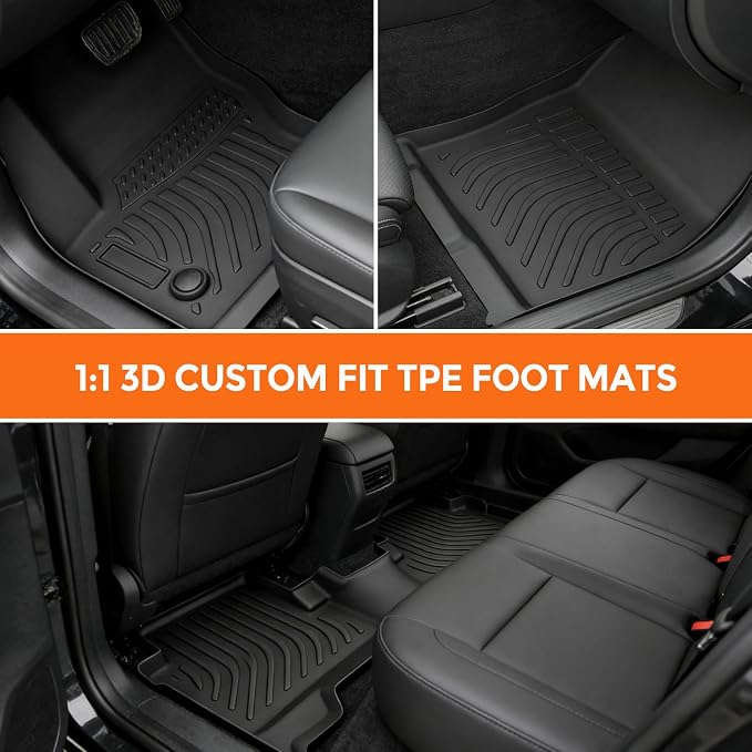 Floor Mats for Ford Escape 2013-2019 and for Ford C-max 2013-2018, Custom Fit Heavy Duty TPE All Weather Protection, Waterproof Non-Slip Black Car Liners for Front & Rear (Two-Row Floor Mats)