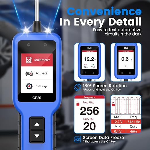 OBDResource Automotive Circuit Tester, 12V 24V Car Power Circuit Probe Tester Electrical Diagnostic Tool with LCD Display&Illuminating Lights, Component Activation (CP20)