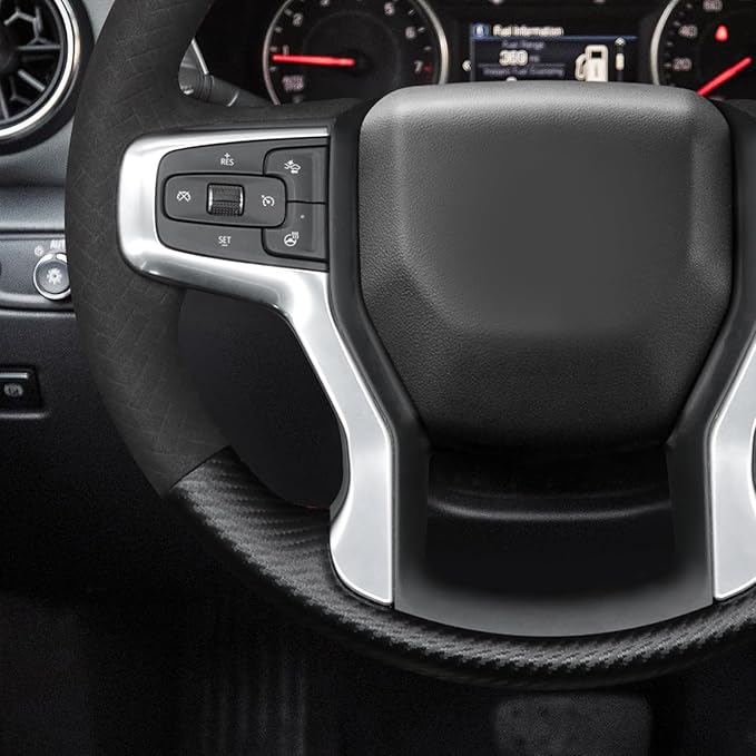 MEWANT DIY Matte PU Carbon Fiber Embossed Suede Steering Wheel Cover for Chevy Silverado Blazer 1500 Silverado 2500