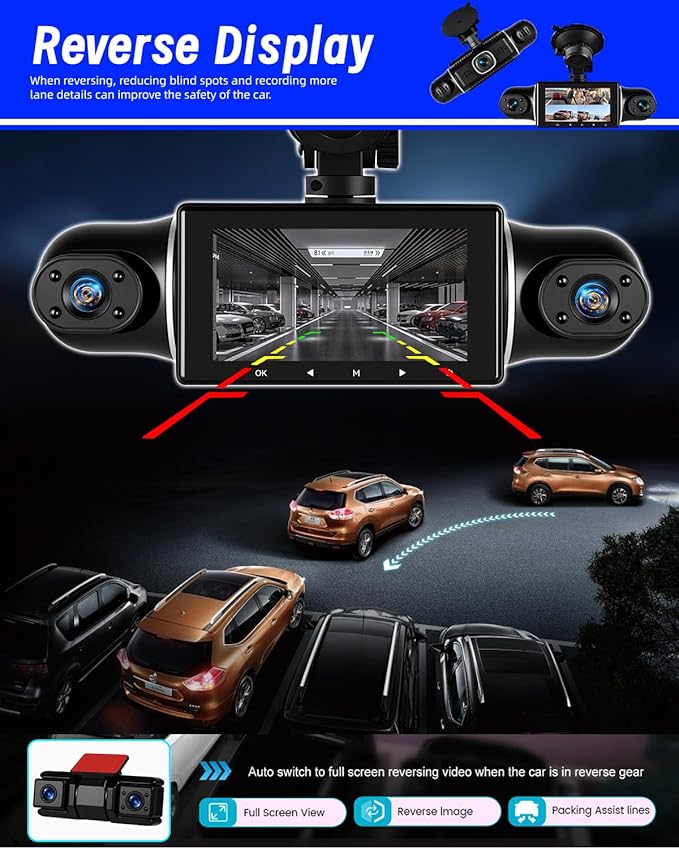 NHOPEEW 5 Channel Dash Cam 360°View with WiFi & APP Control, 5x1080P Front and Rear Inside Left Right, Five Cameras with 64GB Card, G-Sensor, 24 Hours Parking Mode, Loop Recording, Night Vision