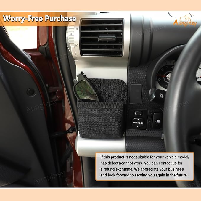 1Pcs Dashboard Side Air Vent Outlet Storage Bag Compatible with Toyota FJ Cruiser 2007-2021, Center Console Multifunction Organizer Tray Pouch Box for Phone/Coin/Key/Card Storage Expansion Accessories