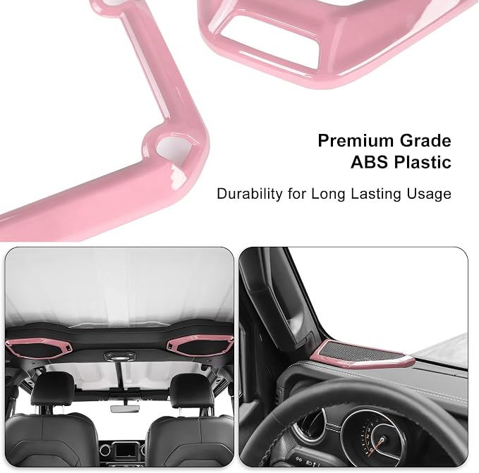 RT-TCZ A Pillar Speaker Trim Cover & Roof Speaker Audio Trim Cover Ring Kit Decoration Interior Accessories for Jeep Wrangler JL JLU & Gladiator JT 2018-2022,Pink