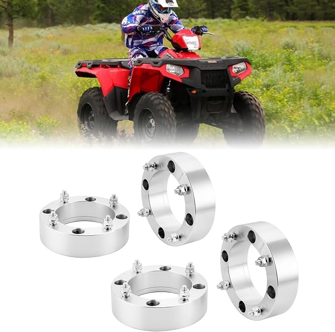 WeiSen 2inch 4x156mm Wheel Spacers with 3/8-24 Studs & 131mm Hub Bore, 4PCS UTV Aluminum Wheel Adapter Compatible with Polaris RZR Ranger Sportsman 1998-2012,fit Kawasaki 1987-2006