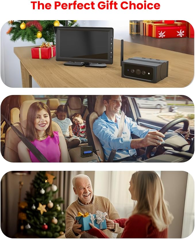 Foxpark Magnetic Wireless Backup Camera for RV Trailer: 1-Min Quick Install No-Drilling Back up Camera with 7" HD 1080P Monitor, 50FT Stable Signal Rear View Camera for Truck, Camper, SUV, Car