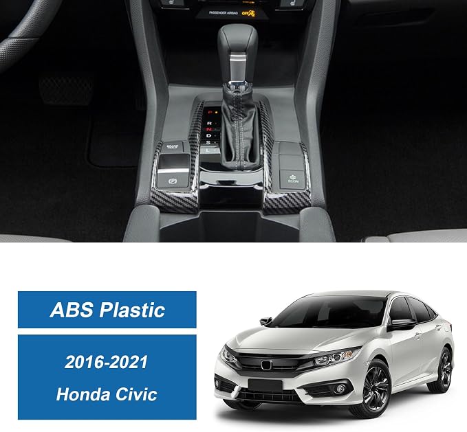 Carbon Fiber Gear Shift Trim Compatible with Honda Civic 10th Gen 2016-2021