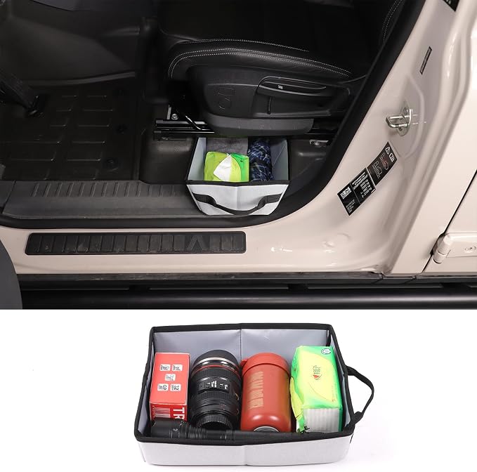 Compatible with Ineos Grenadier 2020-2026 Under Seat Storage Tray, Customized Oxford Cloth Driver Passenger Underseat Hidden Organizer Tool Box with Anti-Slip and Handle (Gray)