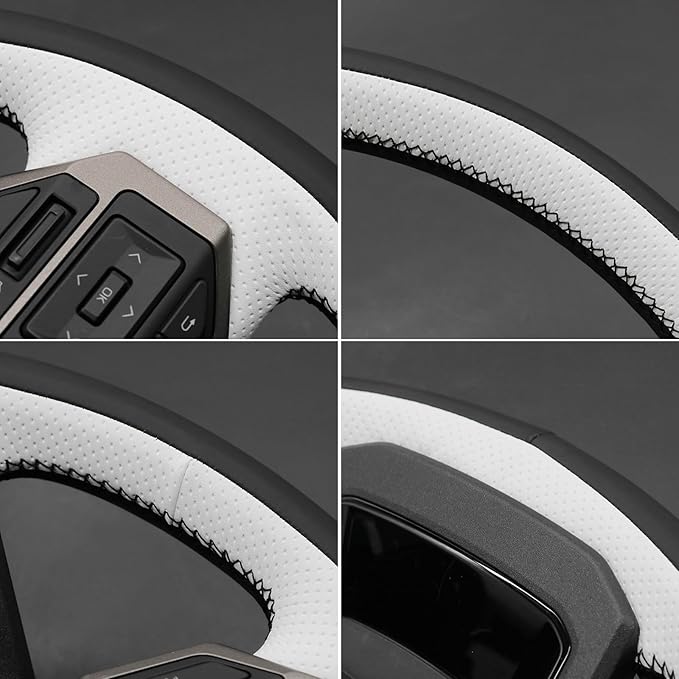 MEWANT Hand Stitch Steering Wheel Cover for Toyota Land Cruiser 2024-2026, Custom Fit DIY Wrap Interior Accessories