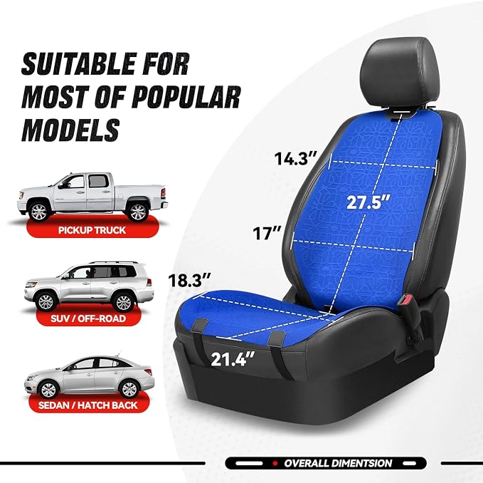 Auto Dynasty Car Seat Covers Front Set, Anti-Slip Automotive Interior Covers, Breathable and Comfort Car Seat Protectors, Airbag Compatible, Universal Fit Most Vehicles, Blue (Protex Series)