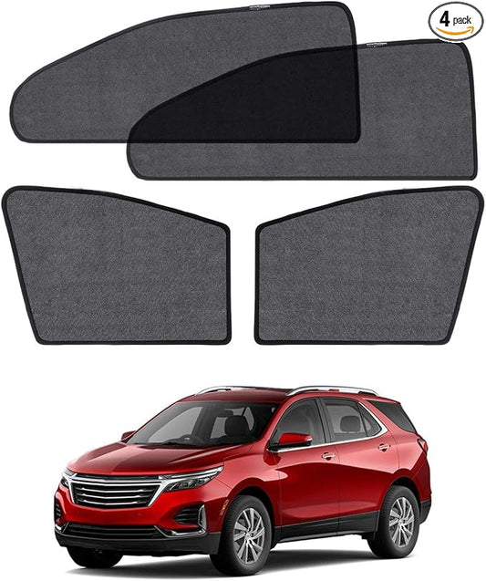 Car Window Shade for Chevrolet Equinox 2018-2023, 4 Pack Magnetic Mesh Sun Shades for Front & Rear Windows, UV Glare Protection & Baby Car Shade for Napping Camping Breastfeeding