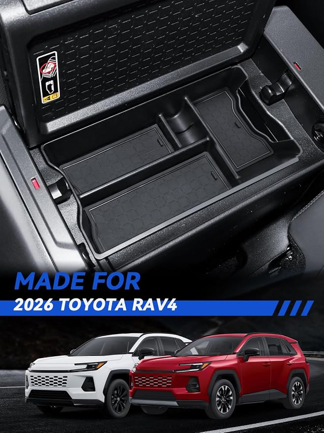 for 2026 RAV4 Center Console Organizer Tray Storage Box for Toyota RAV4 2026, Interior Accessories Armrest Tray Middle Storage Box Insert Container Durable ABS Plastic