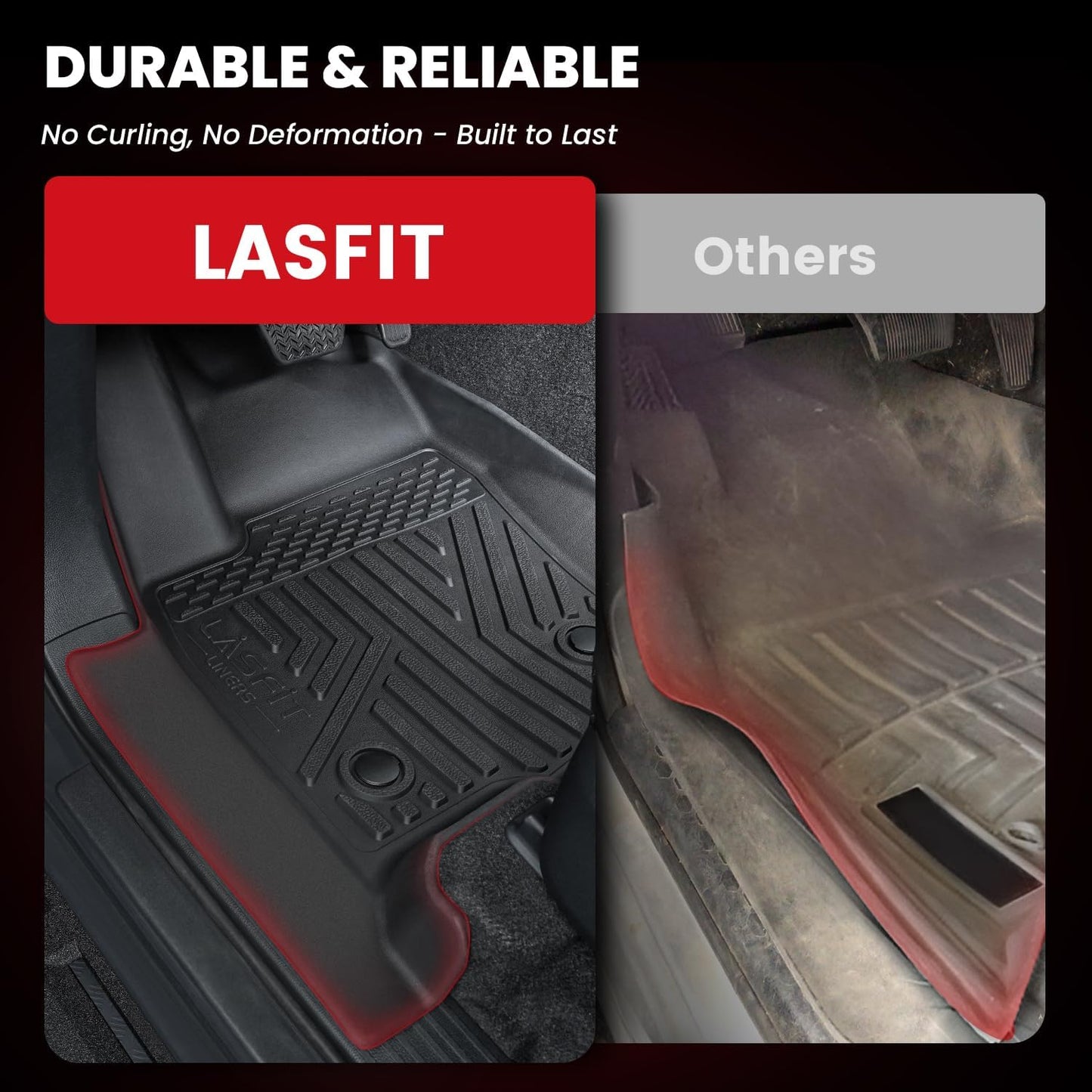 LASFIT Floor Mats for Toyota 4Runner 2025 5 Seats(Not for Hybrid), All Weather TPE Custom Fit Floor Liner for 4Runner SR5/TRD/Limited 6th gen Front&Rear 4 Runner Car Mats, Black