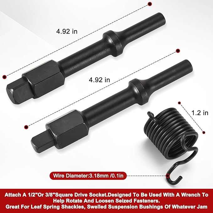 32029 Pneumatic Bolt Breaker Set, with Air Hammer Spring, Pneumatic Bit Set, 37315 3/8“ & 37316 1/2” Bolt Breaker Shake 'n Break, Black Oxide Finish
