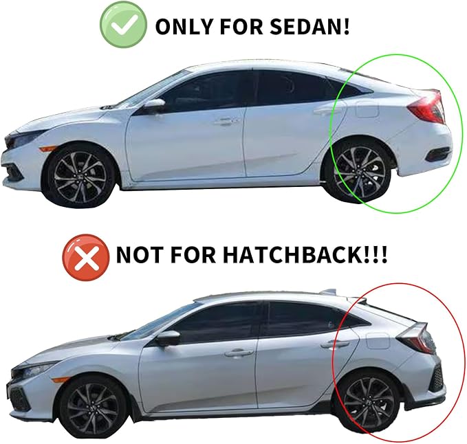 YQAUTEC Window Visors Rain Guards for 2022 2023 2024 2025 2026 Honda Civic, Out-Channel Window Vent Wind Deflectors Visors Shades for 22 23 24 25 26 Civic, for Sedan ONLY