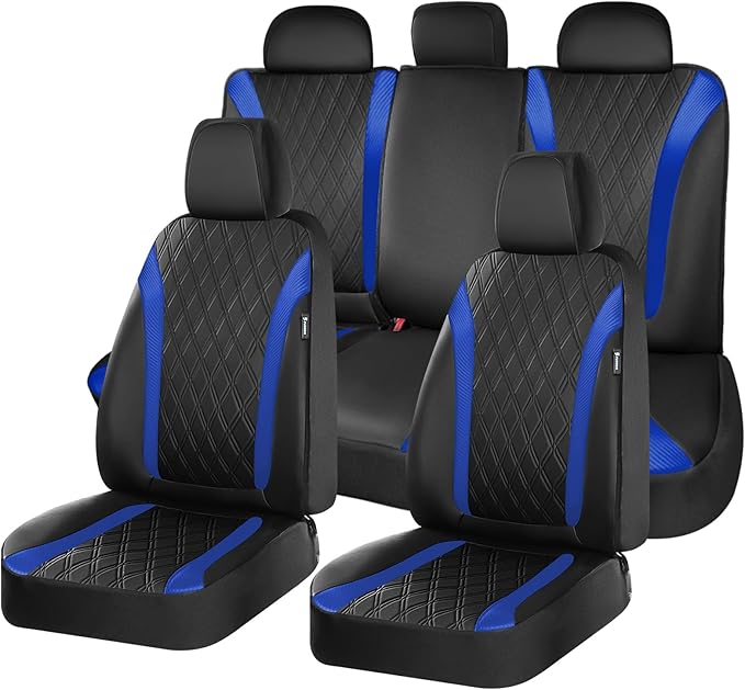 FLORICH Seat Covers, Car Seat Covers Full Set, Waterproof Leather Car Seat Protector, Front and Rear Seat Covers for Cars, Automotive Seat Covers Universal Fit for Most Cars SUV Truck
