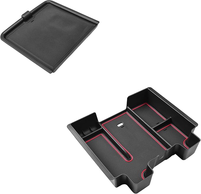 EDBETOS Red Full Size Center Console Organizer and Center Console Tray Fit 2019-2022 Chevy Silverado/GMC Sierra 1500 and 2020-2022 2023 Silverado/Sierra 2500HD 3500HD