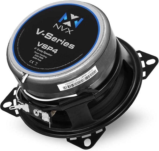 NVX® VSP4 4" Premium Car Speakers, 450W Max, 150W RMS, 2-Way Coaxial w/ 1" Silk Dome Tweeters & Built-in X-Overs, Easy to Install in Cars/Trucks/Doors (Pair)